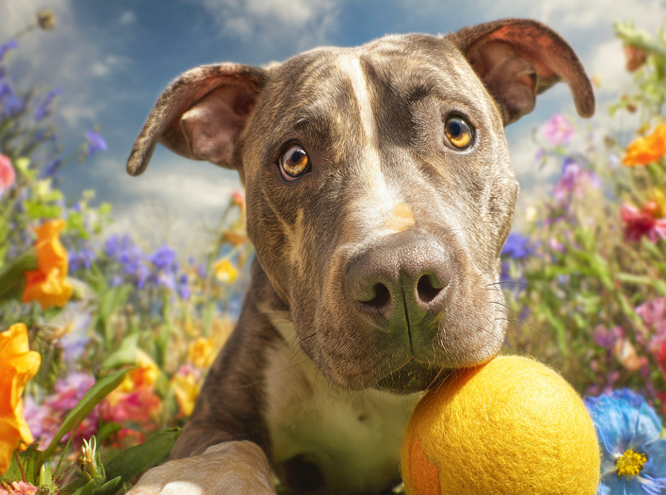Pit Bull mit Ball - CALVENDO Foto-Puzzle'