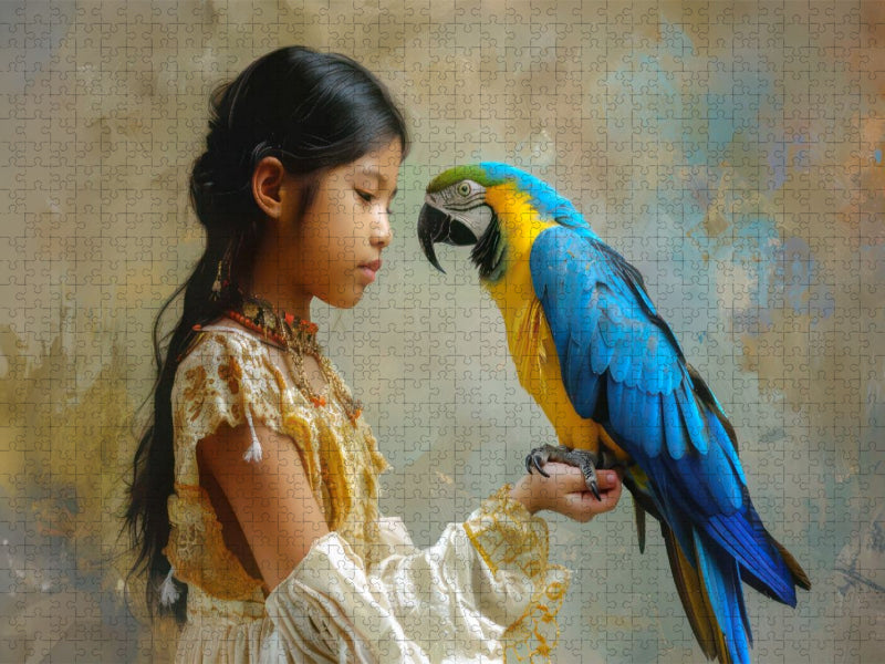 Die Liebe eines Kindes zu Tieren - CALVENDO Foto-Puzzle'
