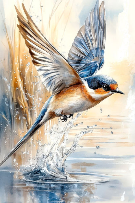 Premium Textil-Leinwand Schwalbe