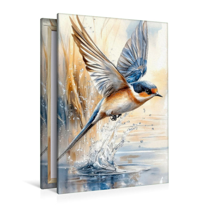 Premium Textil-Leinwand Schwalbe