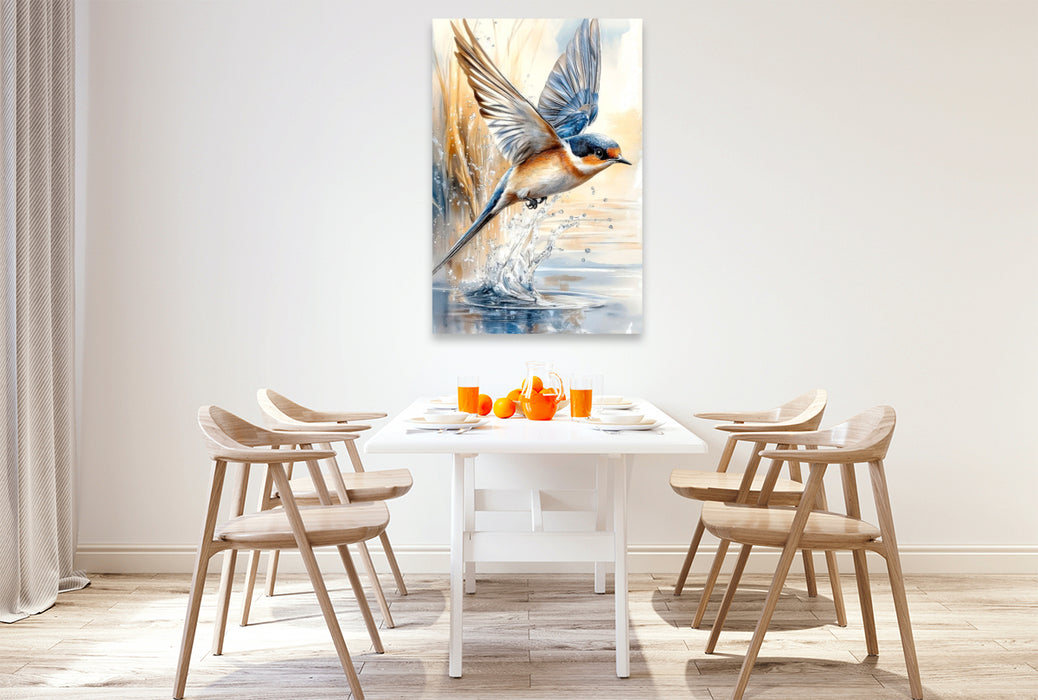 Premium Textil-Leinwand Schwalbe