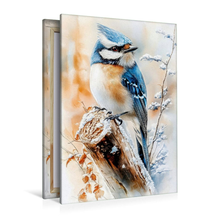 Premium Textil-Leinwand Blaumeise