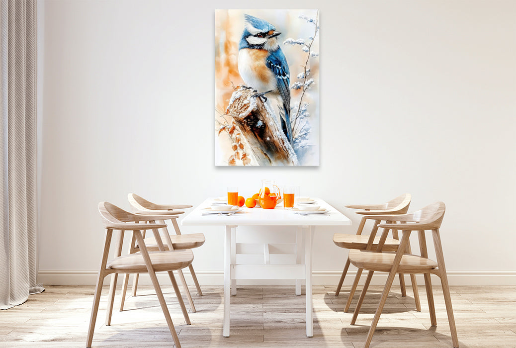 Premium Textil-Leinwand Blaumeise