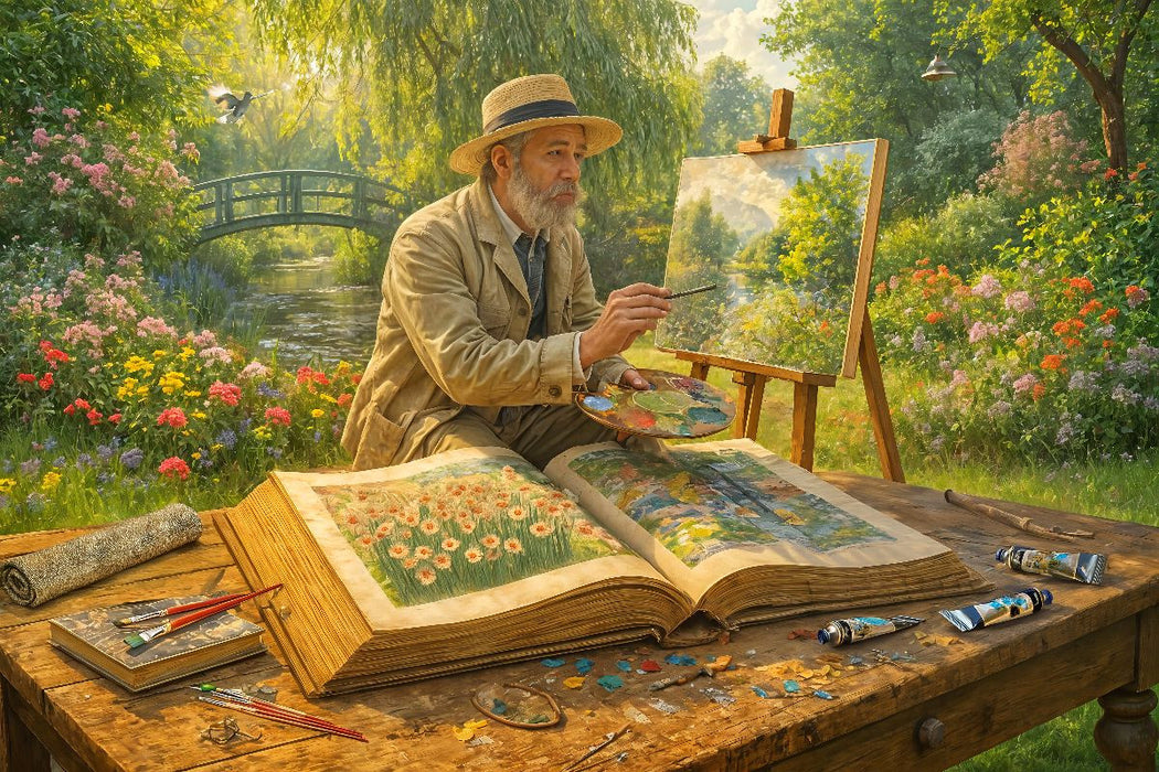 Premium Textil-Leinwand Farbenzauber Kunst zwischen Seiten