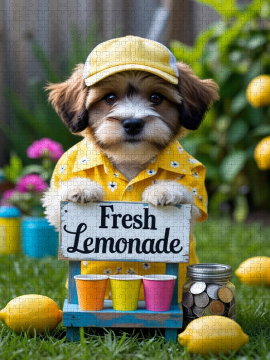 Hund verkauft Limonade – sommerlich, süß und originell - CALVENDO Foto-Puzzle'