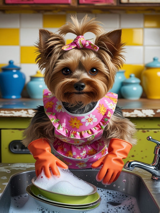 Yorkshire Terrier beim Abwasch – niedlich, witzig und originell - CALVENDO Foto-Puzzle'