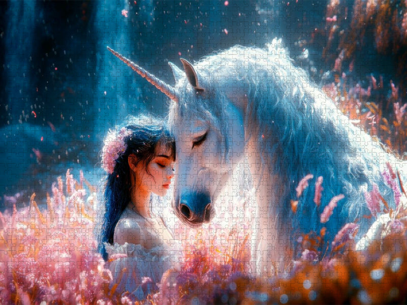 Das Mädchen und Ihr magisches Einhorn - CALVENDO Foto-Puzzle'