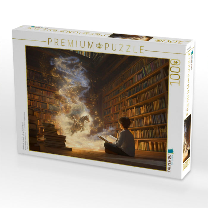 Helden der Kindheit - Junge liest ein Buch - CALVENDO Foto-Puzzle'
