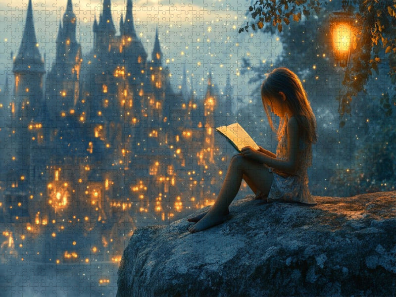 Das Schloss der Feen - Mädchen liest ein Buch - CALVENDO Foto-Puzzle'