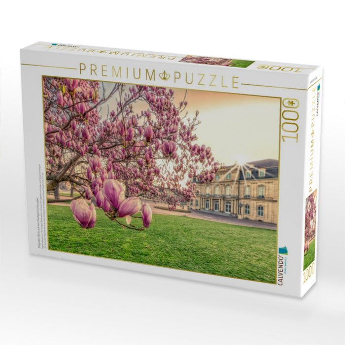 Magnolien Blüte auf dem Stuttgart Schlossplatz - CALVENDO Foto-Puzzle'