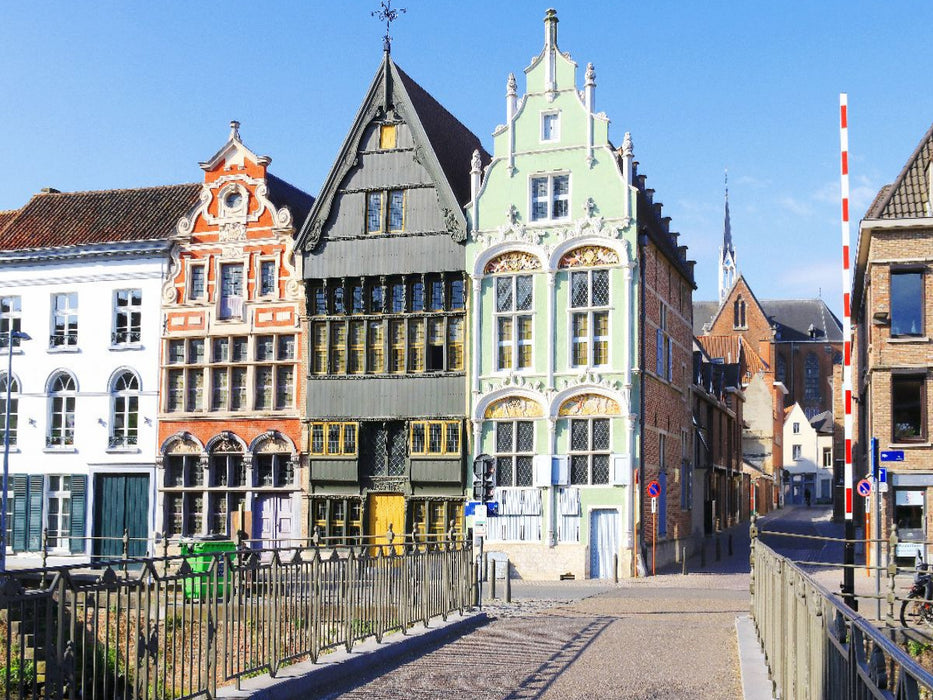 St.-Josefs-Haus, Teufels- und Paradies-Haus an der Kranbrücke im belgischen Mecheln - CALVENDO Foto-Puzzle'