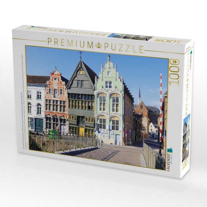 St.-Josefs-Haus, Teufels- und Paradies-Haus an der Kranbrücke im belgischen Mecheln - CALVENDO Foto-Puzzle'