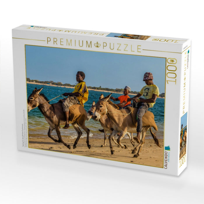 Training für das jährliche Eselrennen - CALVENDO Foto-Puzzle'