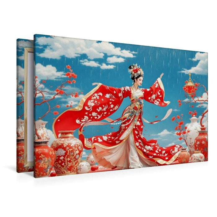 Premium Textil-Leinwand Rote Seidenpracht