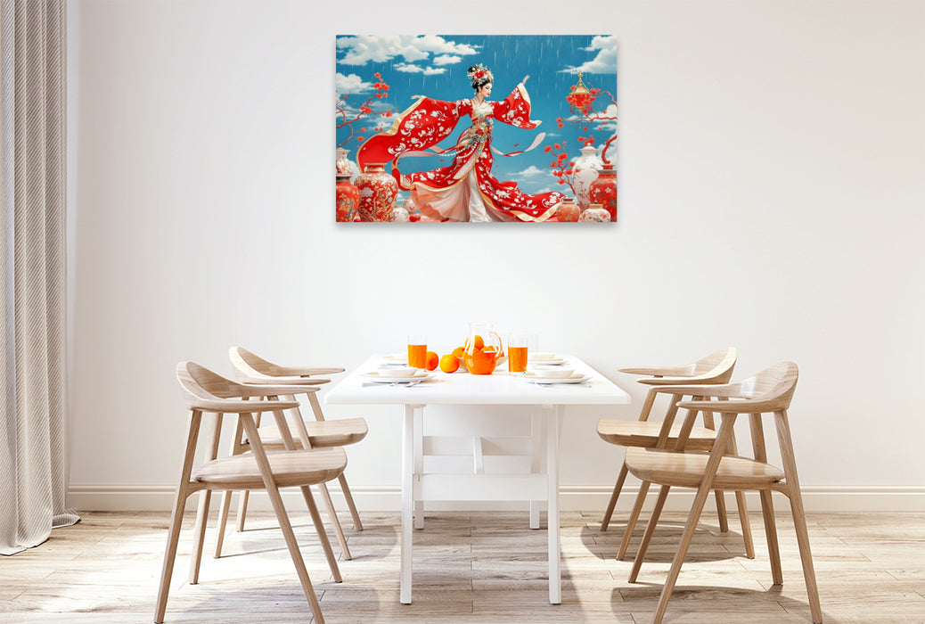 Premium Textil-Leinwand Rote Seidenpracht