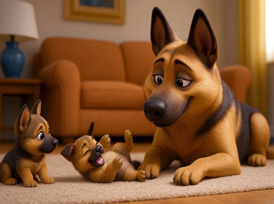 Stolze Schäferhund Mutter mit Welpen - CALVENDO Foto-Puzzle'