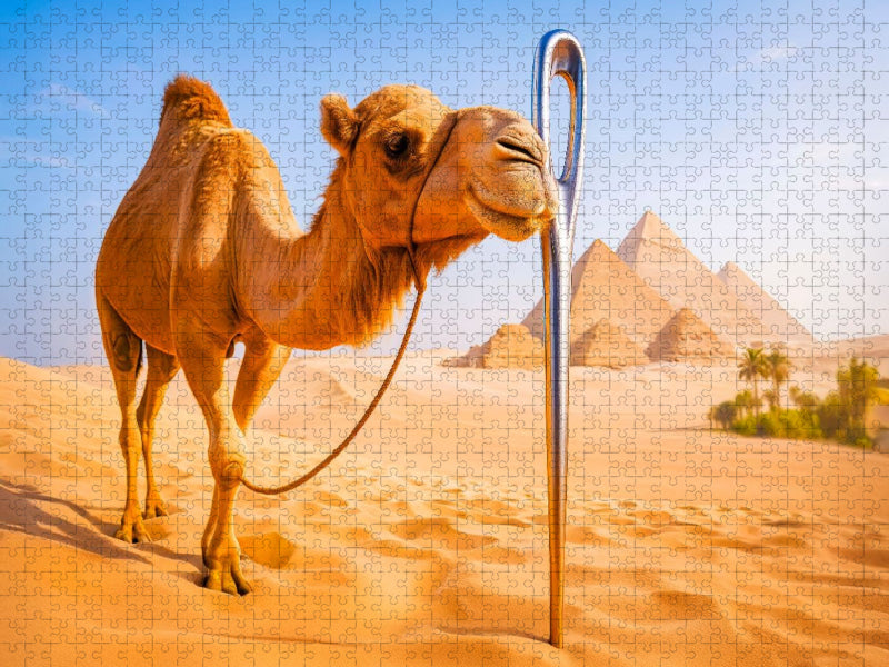 Kamel und Nadelöhr - Keine Chance für Dickhäuter - CALVENDO Foto-Puzzle'