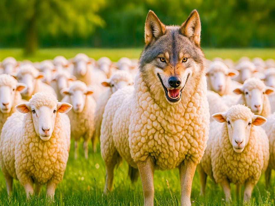 Der Wolf im Schafspelz - Täuschung mit Witz - CALVENDO Foto-Puzzle'