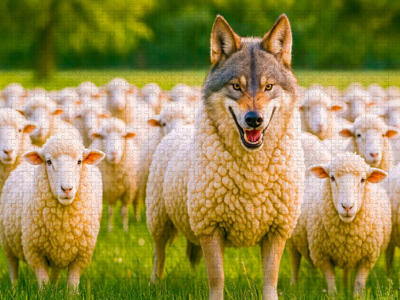 Der Wolf im Schafspelz - Täuschung mit Witz - CALVENDO Foto-Puzzle'