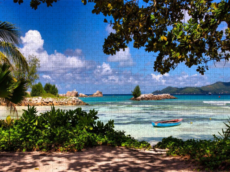 Blick von La Digue nach Praslin - CALVENDO Foto-Puzzle'