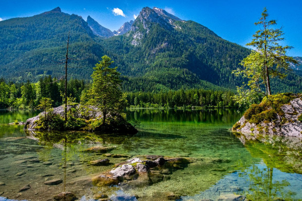 Premium Textil-Leinwand Ein magischer Moment am Hintersee