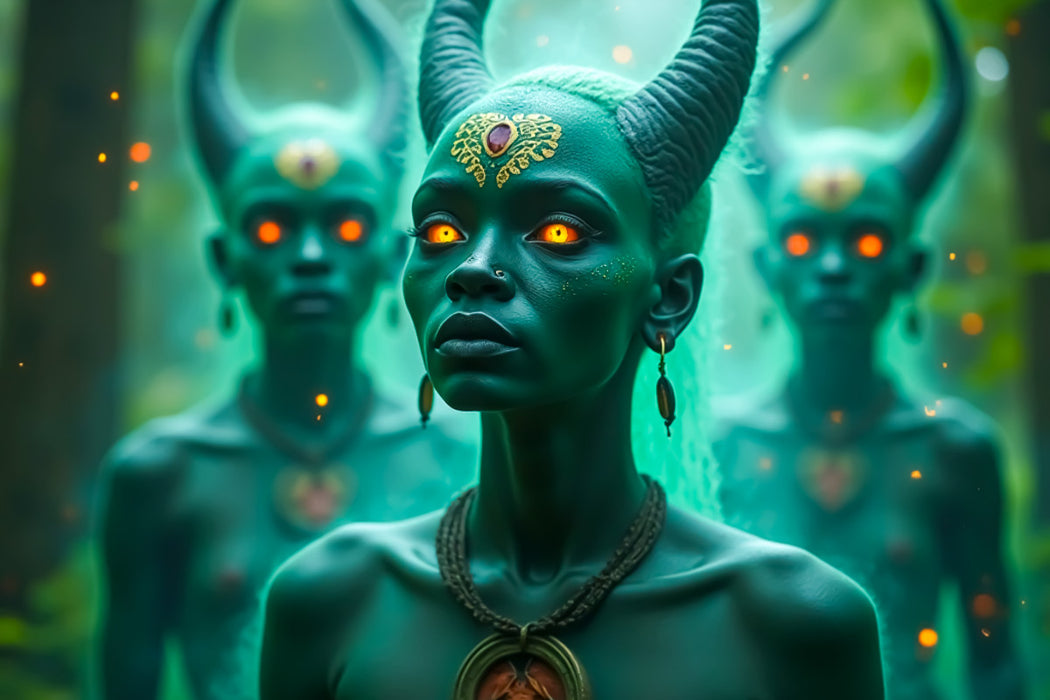 Premium Textil-Leinwand Abiku, die Geisterkinder