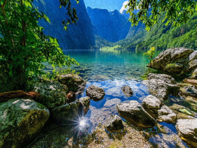 Obersee mit Fischunkelalm in der Ferne - CALVENDO Foto-Puzzle'