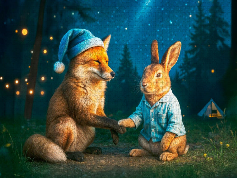 Fuchs und Hase sagen sich gute Nacht - CALVENDO Foto-Puzzle'