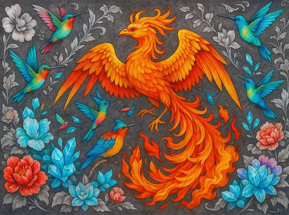 Phönix und Kristallkolibris - CALVENDO Foto-Puzzle'