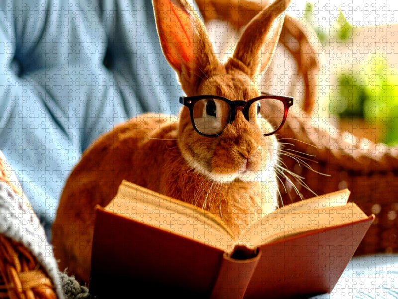 Hase beim lesen - CALVENDO Foto-Puzzle'