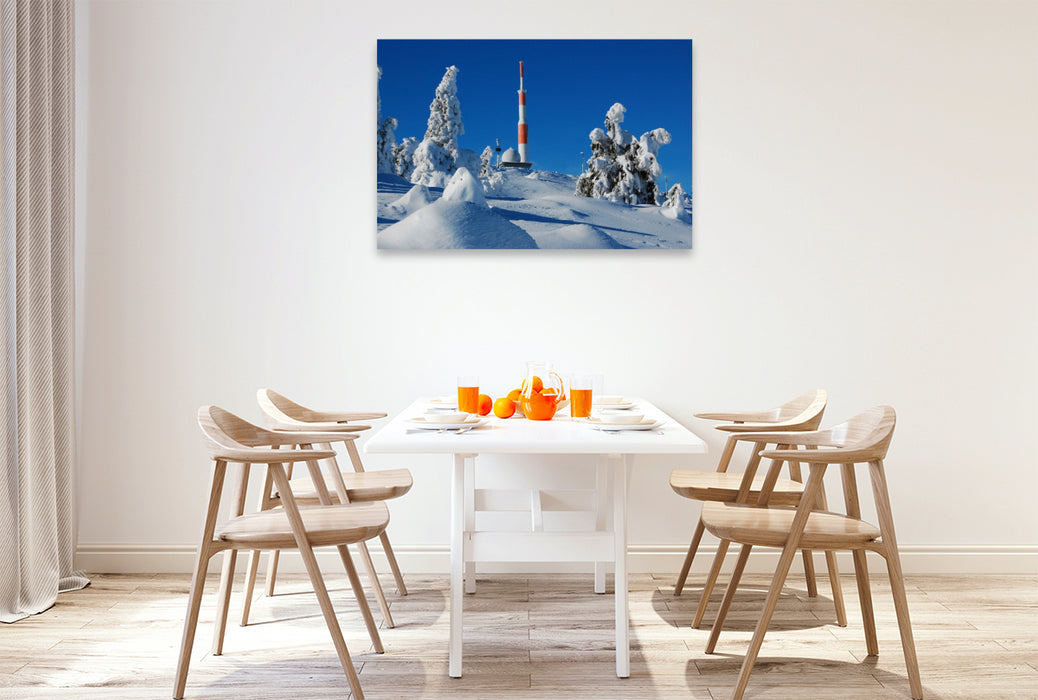 Premium Textil-Leinwand Winterlandschaft Brocken