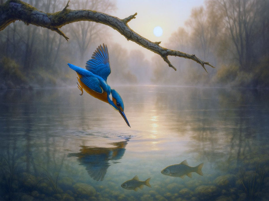 Sturzflug - Eisvogel am Wasser - CALVENDO Foto-Puzzle'