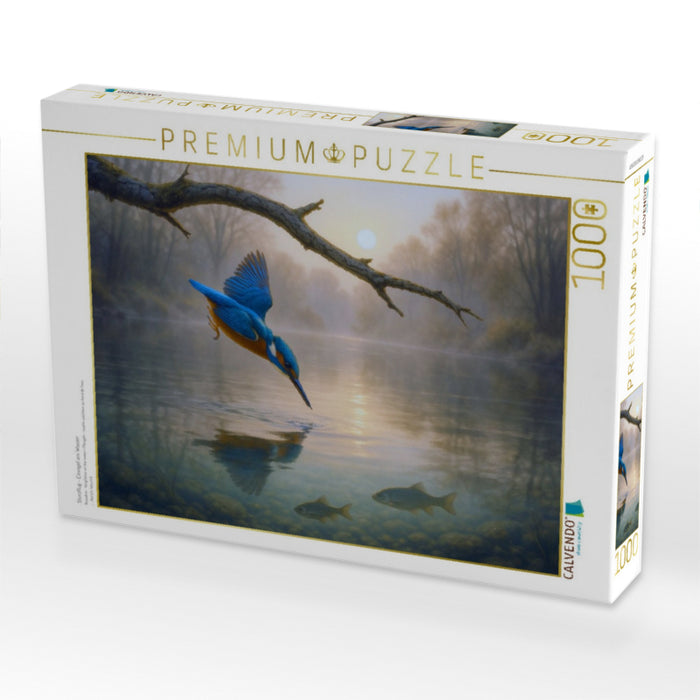 Sturzflug - Eisvogel am Wasser - CALVENDO Foto-Puzzle'