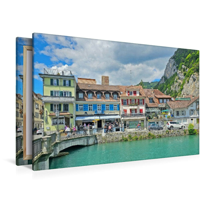 Premium Textil-Leinwand Interlaken Altstadt