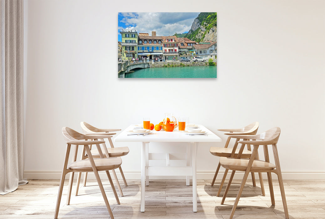 Premium Textil-Leinwand Interlaken Altstadt