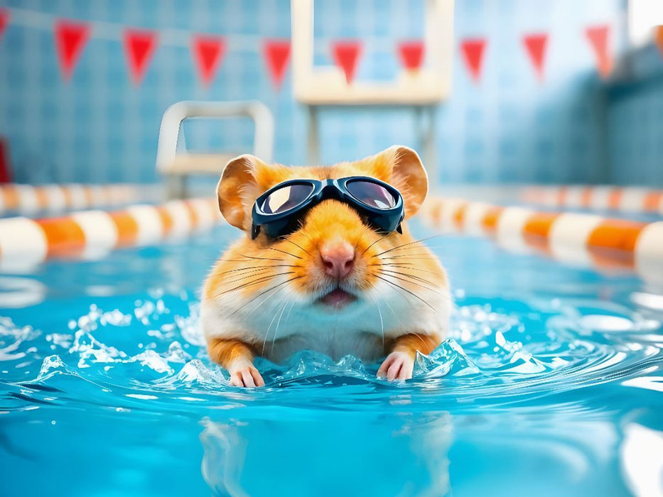 Schwimm-Hamster – tierischer Puzzlespaß mit KI-Zauber - CALVENDO Foto-Puzzle'