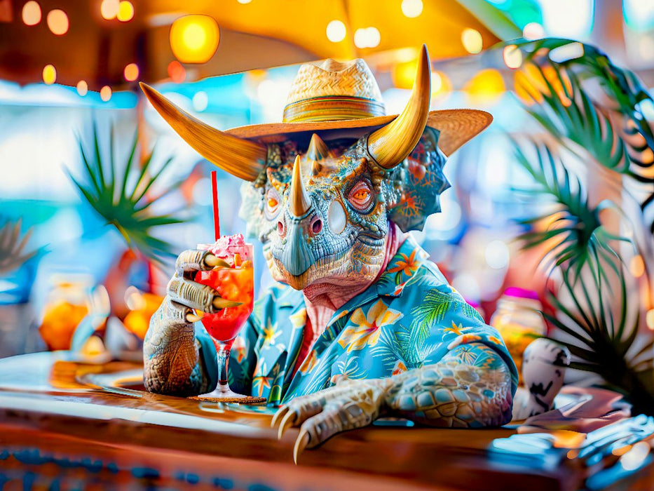 Cocktailstunde - Dino an der Strandbar - CALVENDO Foto-Puzzle'