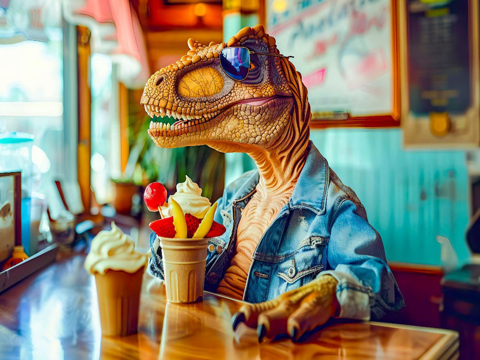 Eiszeit - Dino genießt sein Dessert - CALVENDO Foto-Puzzle'