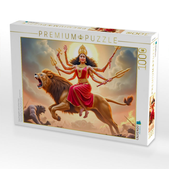 Durga, Kriegergöttin, reitet auf einem Löwen - CALVENDO Foto-Puzzle'