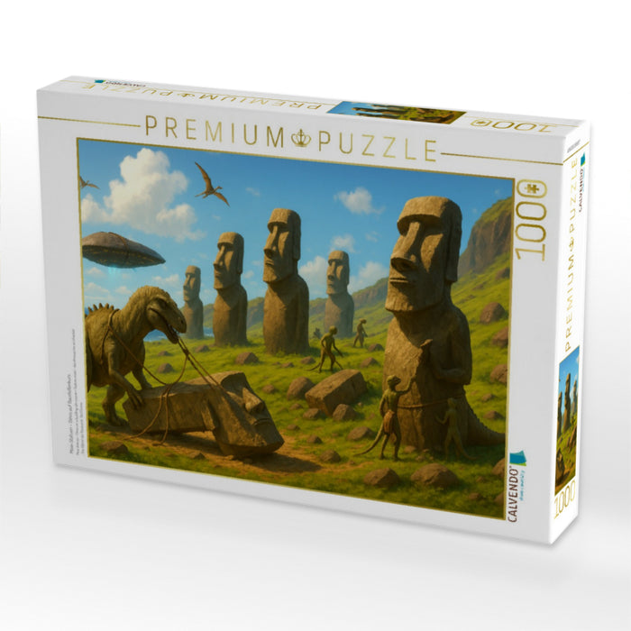 Moai-Statuen – Dinos auf Baustellenkurs - CALVENDO Foto-Puzzle'