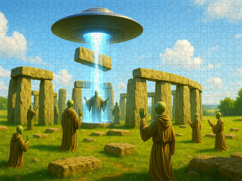 Stonehenge – Aliens mit Energiestrahl - CALVENDO Foto-Puzzle'