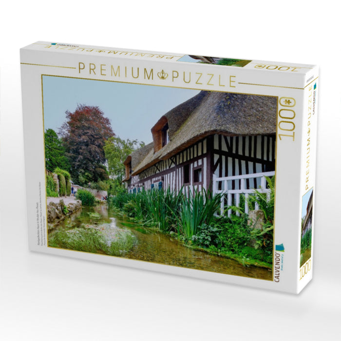 Reetgedecktes Haus in Veules-les-Roses - CALVENDO Foto-Puzzle'