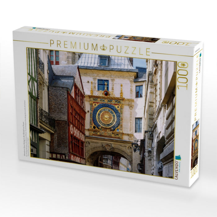Uhrenturm Gros-Horloge in der Altstadt von Rouen - CALVENDO Foto-Puzzle'