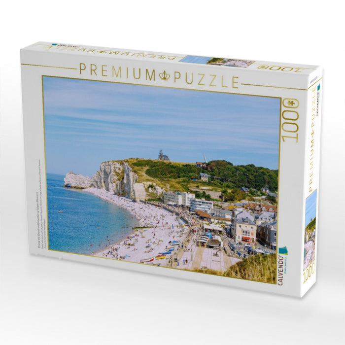 Étretat mit Strand und Felsentor La Falasie d'Aumont - CALVENDO Foto-Puzzle'