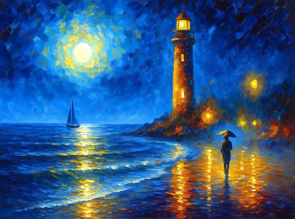 Leuchtturmwanderung bei Nacht - CALVENDO Foto-Puzzle'