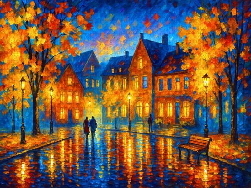 Abendstimmung in der Kleinstadt - CALVENDO Foto-Puzzle'