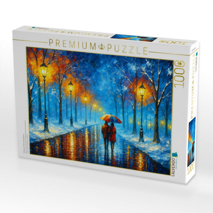 Schnee im Park mit Laternen - CALVENDO Foto-Puzzle'