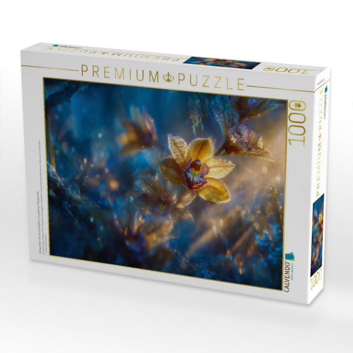 Wie gemalt ruht die Cymbidium im goldenen Morgenlicht - CALVENDO Foto-Puzzle'