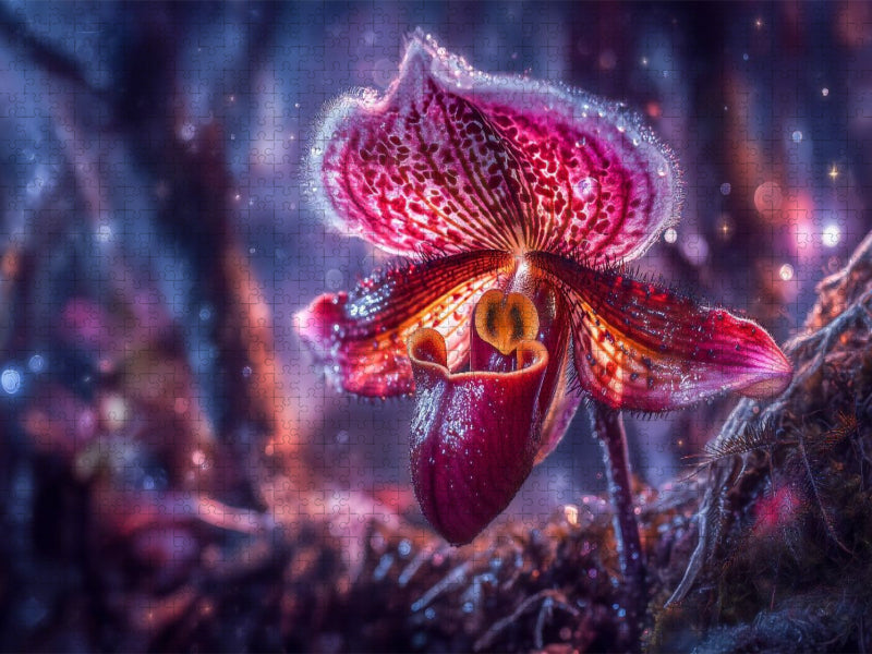 Im Licht erwacht der Frauenschuh zur stillen Tänzerin - CALVENDO Foto-Puzzle'