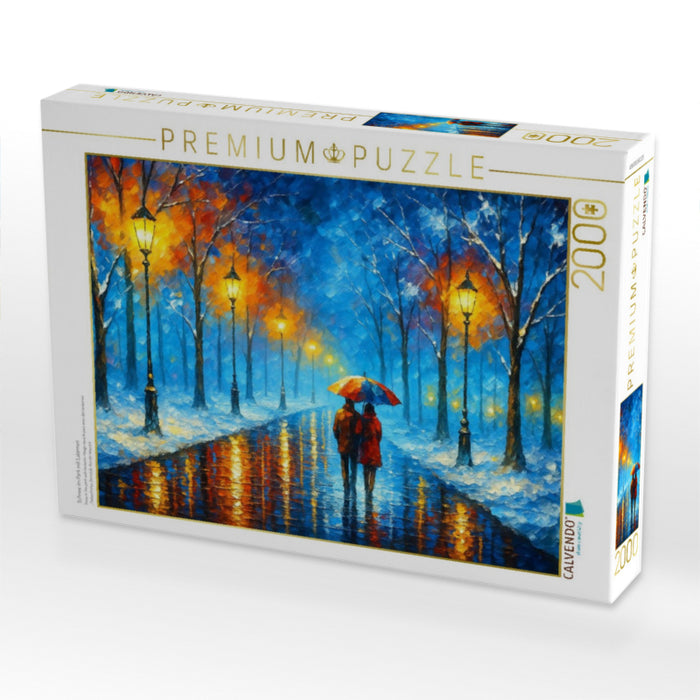 Schnee im Park mit Laternen - CALVENDO Foto-Puzzle'